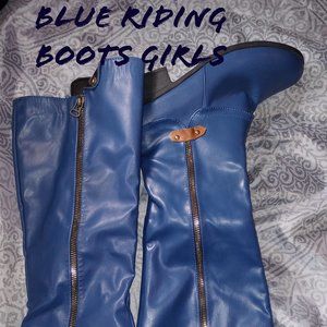 Blue Girls Riding Boots